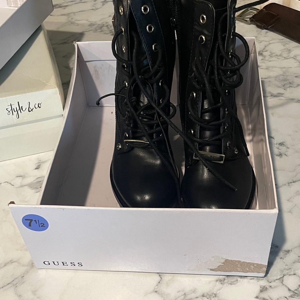 Guess Women's Black Combat Boots